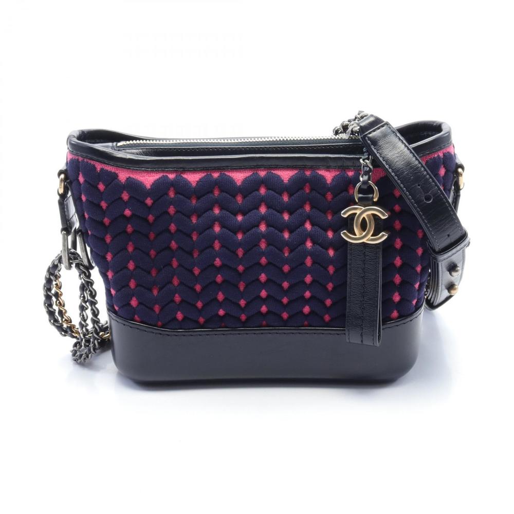 Chanel Gabriel de Chanel Small Knit Hobo Shoulder Bag Black Blue Pink